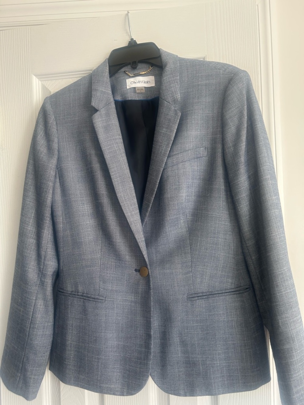 Calvin Klein Blue-Gray Plaid Sport Coat